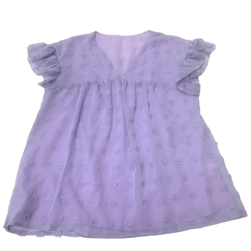 Lavender Babydoll Blouse - Picture 1 of 8